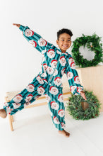 Load image into Gallery viewer, GREEN Santa Stripes | MINKY One-Piece Zip