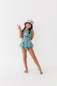 Retro Character Circles | 2-PIECE Skirted Swim