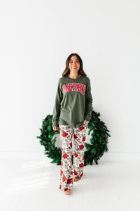 HOLIDAY FLORAL| Womens Rib PJ Pants