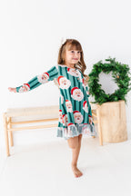 GREEN Santa Stripes | DRESS (with shorts!)