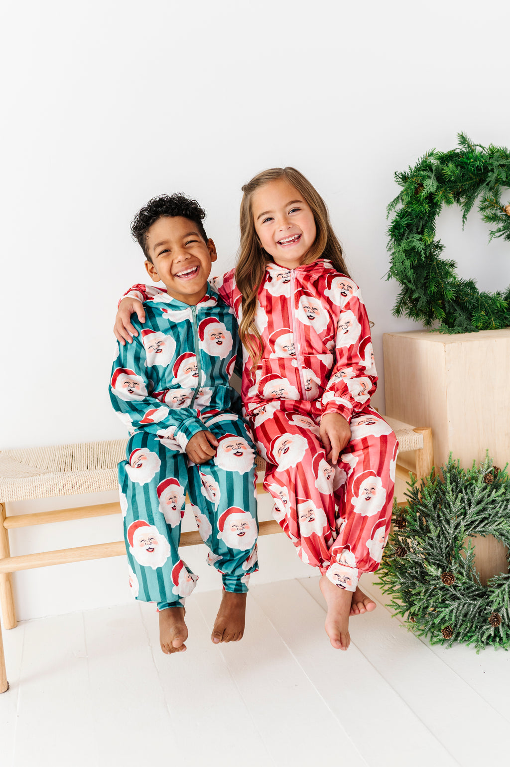 RED Santa Stripes | MINKY One-Piece Zip