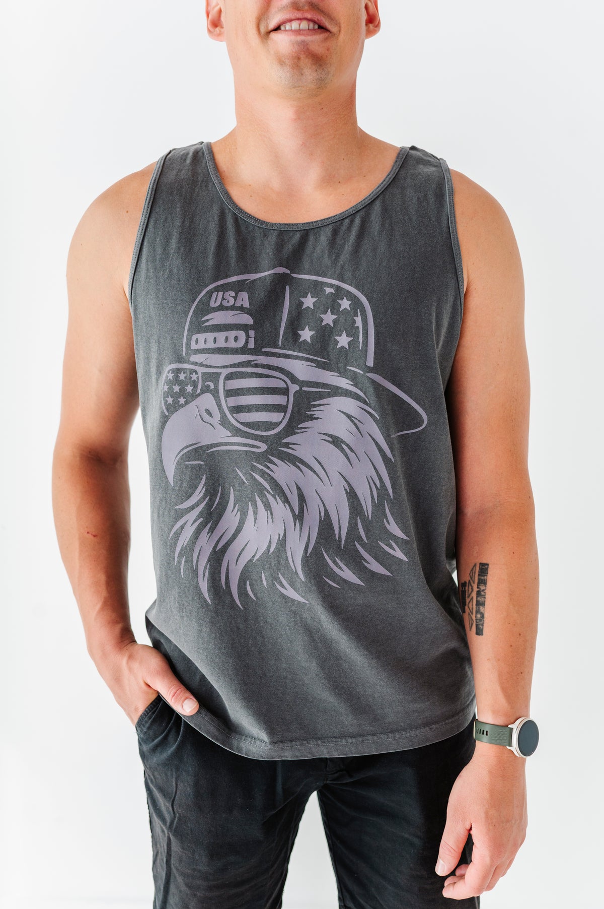 Monochrome Eagle | ADULT TANK (Grey)