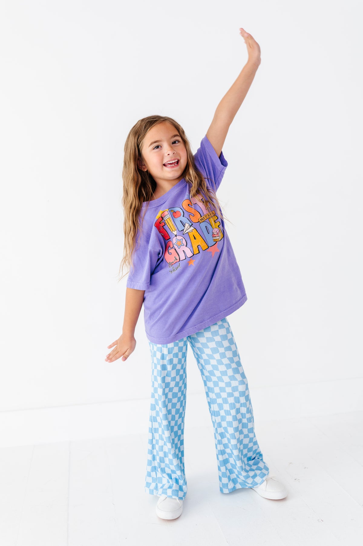 Blue Babe Check | WIDE LEG PANTS