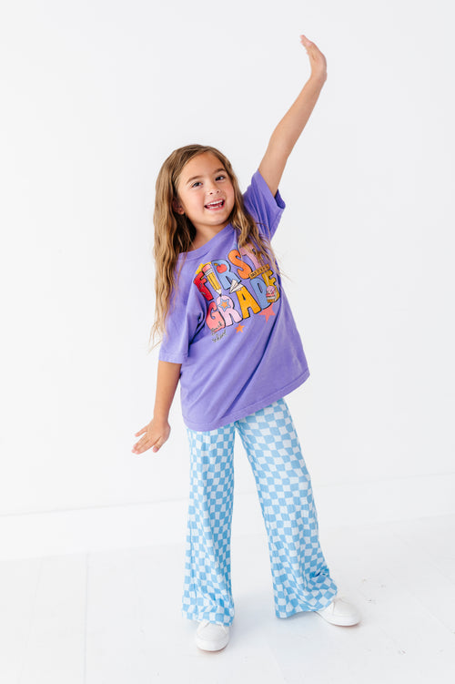 Blue Babe Check | WIDE LEG PANTS