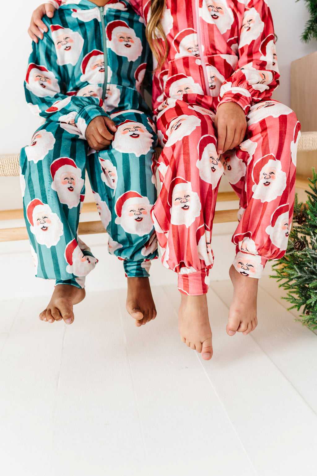 RED Santa Stripes | MINKY One-Piece Zip