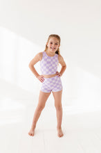 Load image into Gallery viewer, Violet Check: Boy Shorts TWO-PIECE