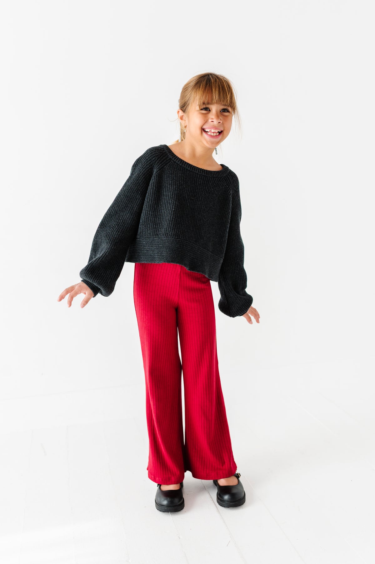 Holly Berry | Rib Wide Leg Pants