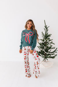 RED BOW (GREEN SHIRT) | Adult *SWEATSHIRT*