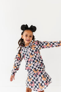 Checkered Minnie Pumpkins | KIDS 1/4th Zip Up
