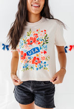 Load image into Gallery viewer, Floral USA | ADULT tees (*CROP + FULL LENGTH HERE)