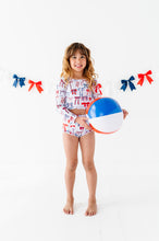 Load image into Gallery viewer, American Girl Bows | 1/4th Zip Rashguard 2-Piece