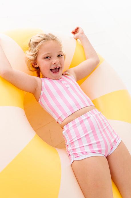 Pink Stripes: Boy Shorts TWO-PIECE