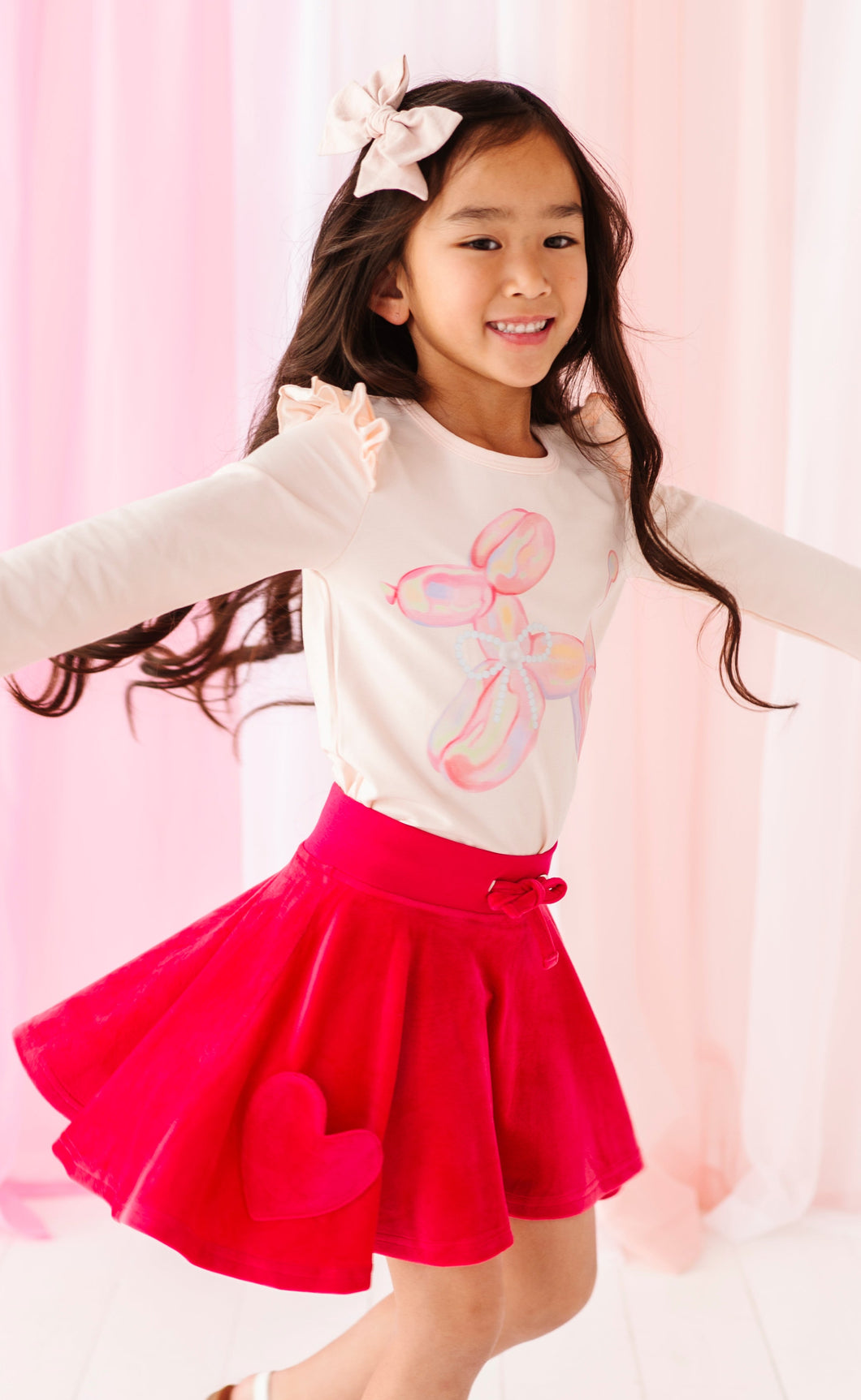 Balloon Dog | Pink Ruffle Long Sleeve