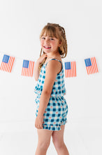 Load image into Gallery viewer, Blue-Bell Gingham | RUFFLE LINEN CROP + SHORTS SET