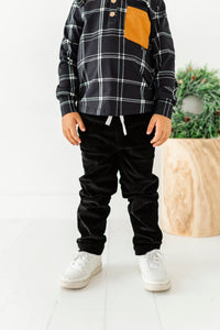 Black Corduroy | Lined Jogger Pants