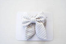 Load image into Gallery viewer, Neutral Stripe Fabric Bow on Clip
