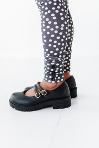 BLACK DOTTIE | Slim Ruffle Leggings (6/12 + 2T ONLY left)