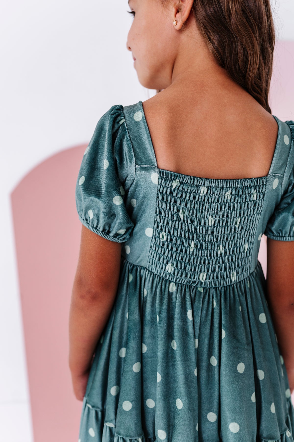 Pine Polka-Dot | Velvet Twirl Dress