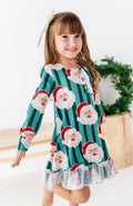 GREEN Santa Stripes | DRESS (with shorts!)