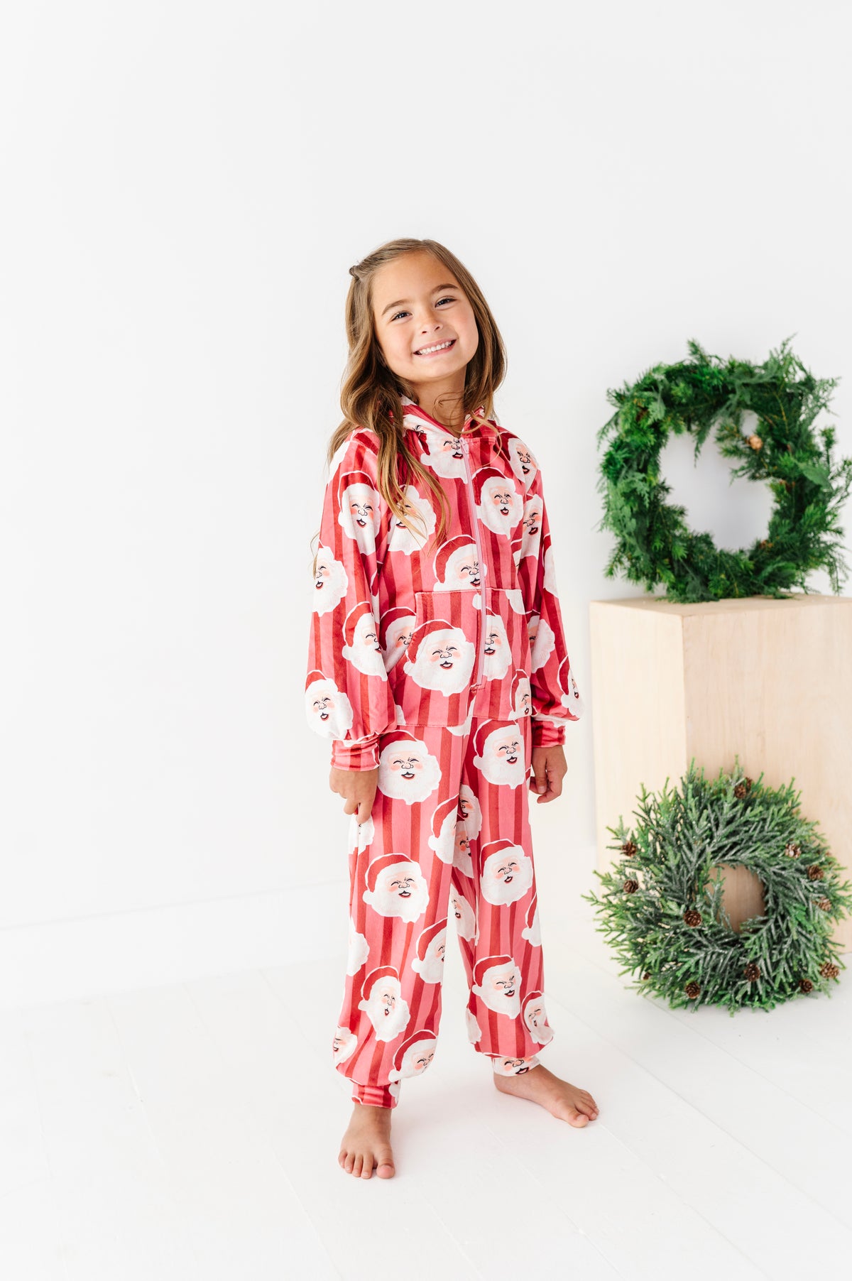 RED Santa Stripes | MINKY One-Piece Zip