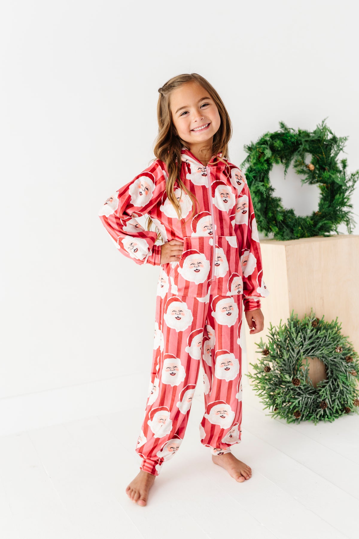 RED Santa Stripes | MINKY One-Piece Zip