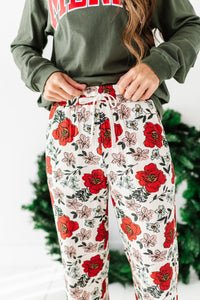 HOLIDAY FLORAL| Womens Rib PJ Pants