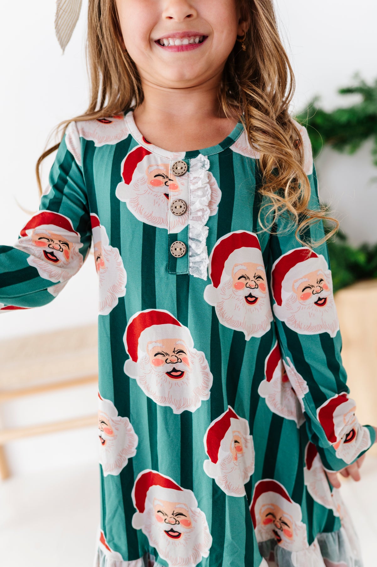 GREEN Santa Stripes | DRESS (with shorts!)
