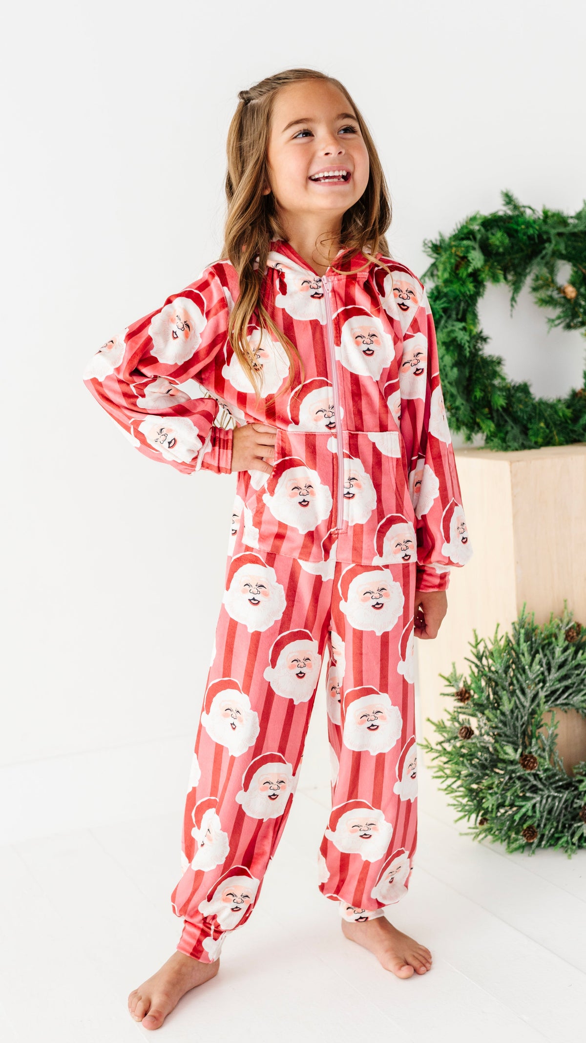 RED Santa Stripes | MINKY One-Piece Zip