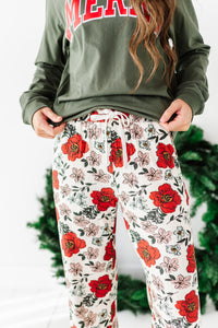 HOLIDAY FLORAL| Womens Rib PJ Pants