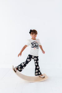 Retro Black + Cream Floral | RIB FLARES (6,7,10 + 12 yrs ONLY left)