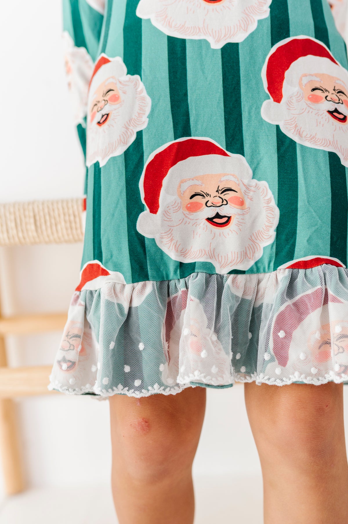 GREEN Santa Stripes | DRESS (with shorts!)