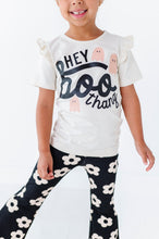 Load image into Gallery viewer, Retro Black + Cream Floral | RIB FLARES (6,7,10 + 12 yrs ONLY left)