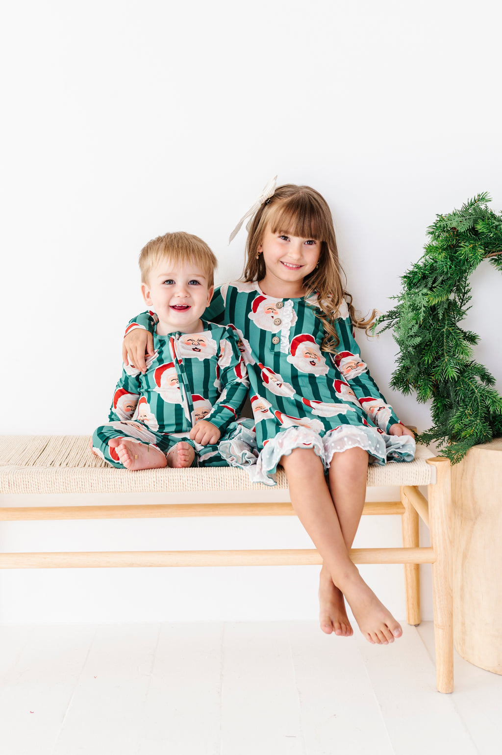 GREEN Santa Stripes | DRESS (with shorts!)