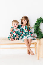 GREEN Santa Stripes | DRESS (with shorts!)