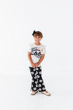 Load image into Gallery viewer, Retro Black + Cream Floral | RIB FLARES (6,7,10 + 12 yrs ONLY left)