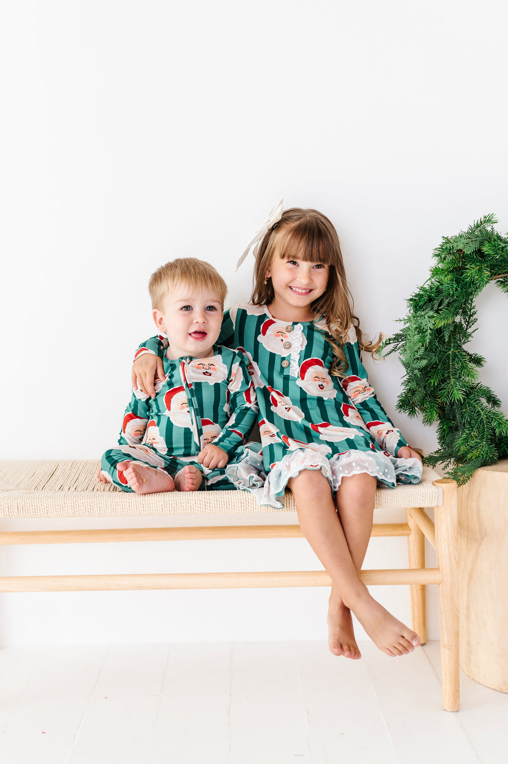 GREEN Santa Stripes | DRESS (with shorts!)