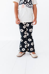 Retro Black + Cream Floral | RIB FLARES (6,7,10 + 12 yrs ONLY left)