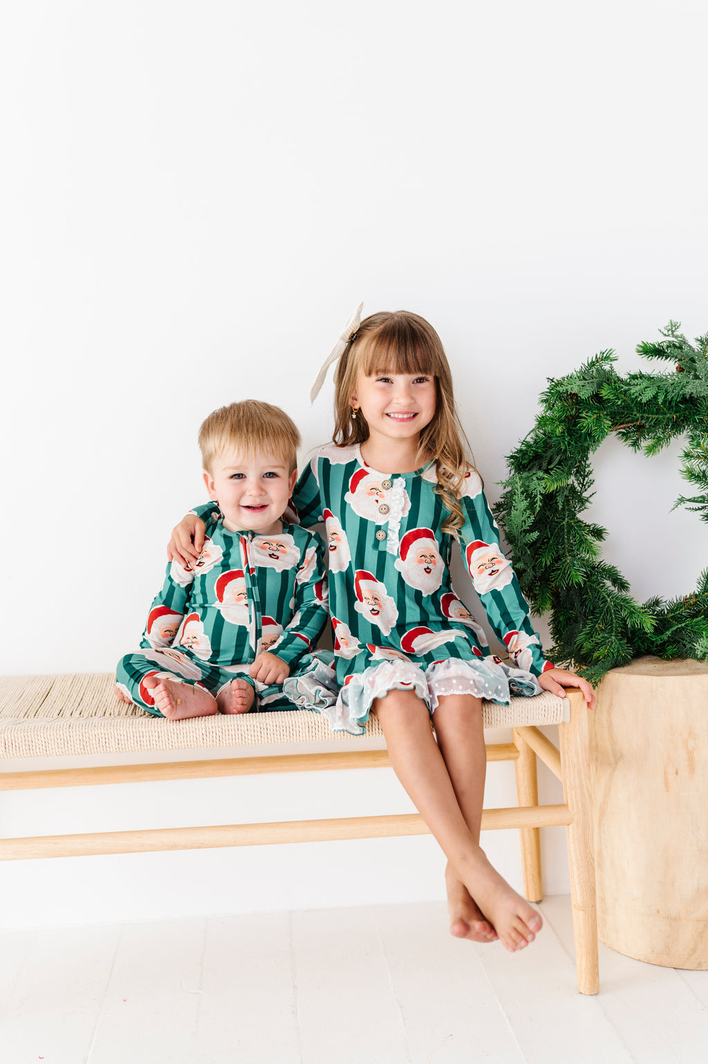 GREEN Santa Stripes | DRESS (with shorts!)