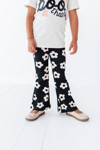 Retro Black + Cream Floral | RIB FLARES (6,7,10 + 12 yrs ONLY left)