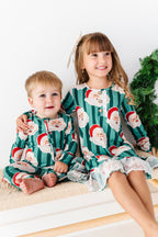 GREEN Santa Stripes | DRESS (with shorts!)