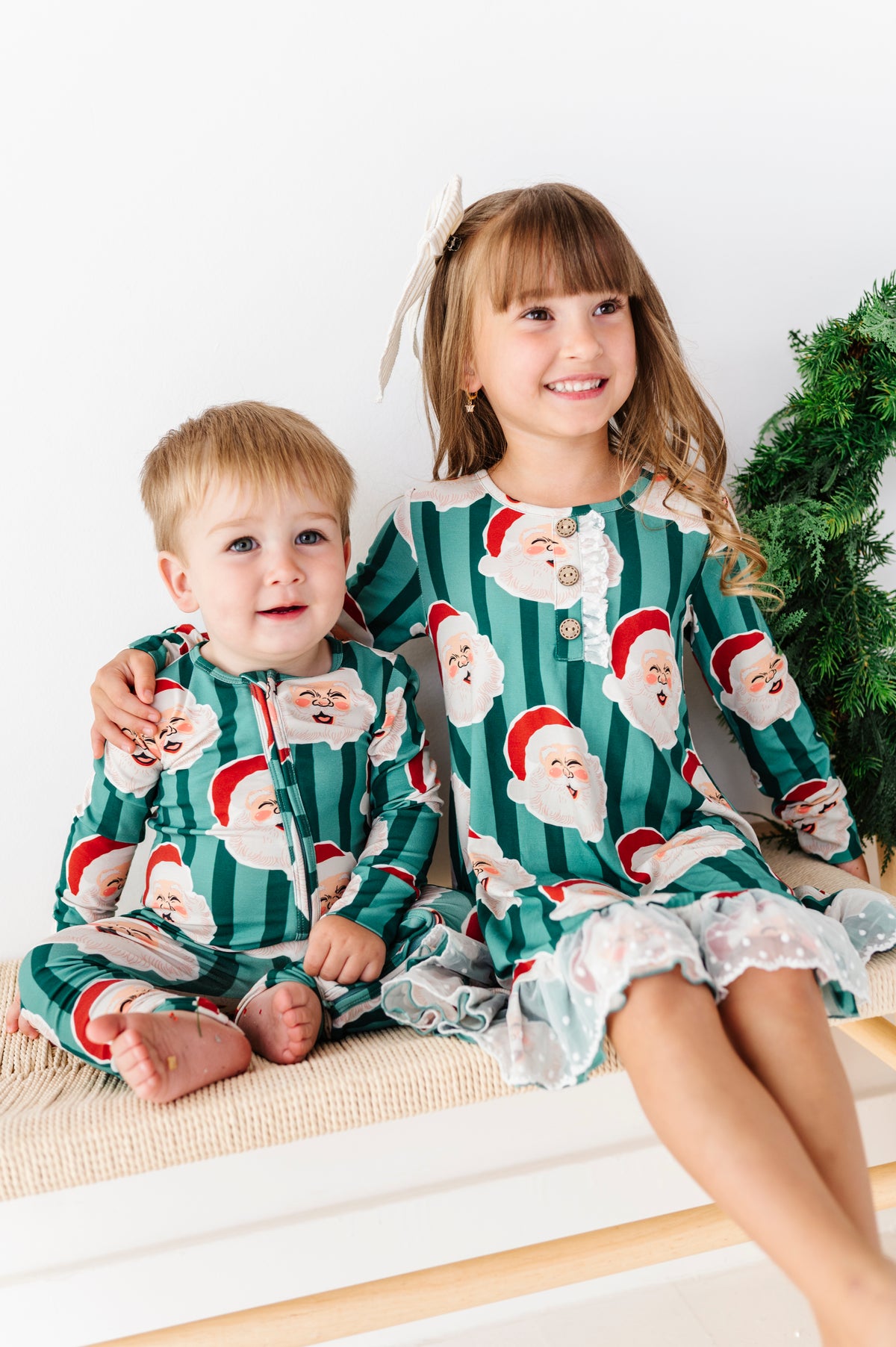 GREEN Santa Stripes | DRESS (with shorts!)