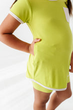 Load image into Gallery viewer, Lime Wedge | Mini Dress + Biker Shorts RIB Set