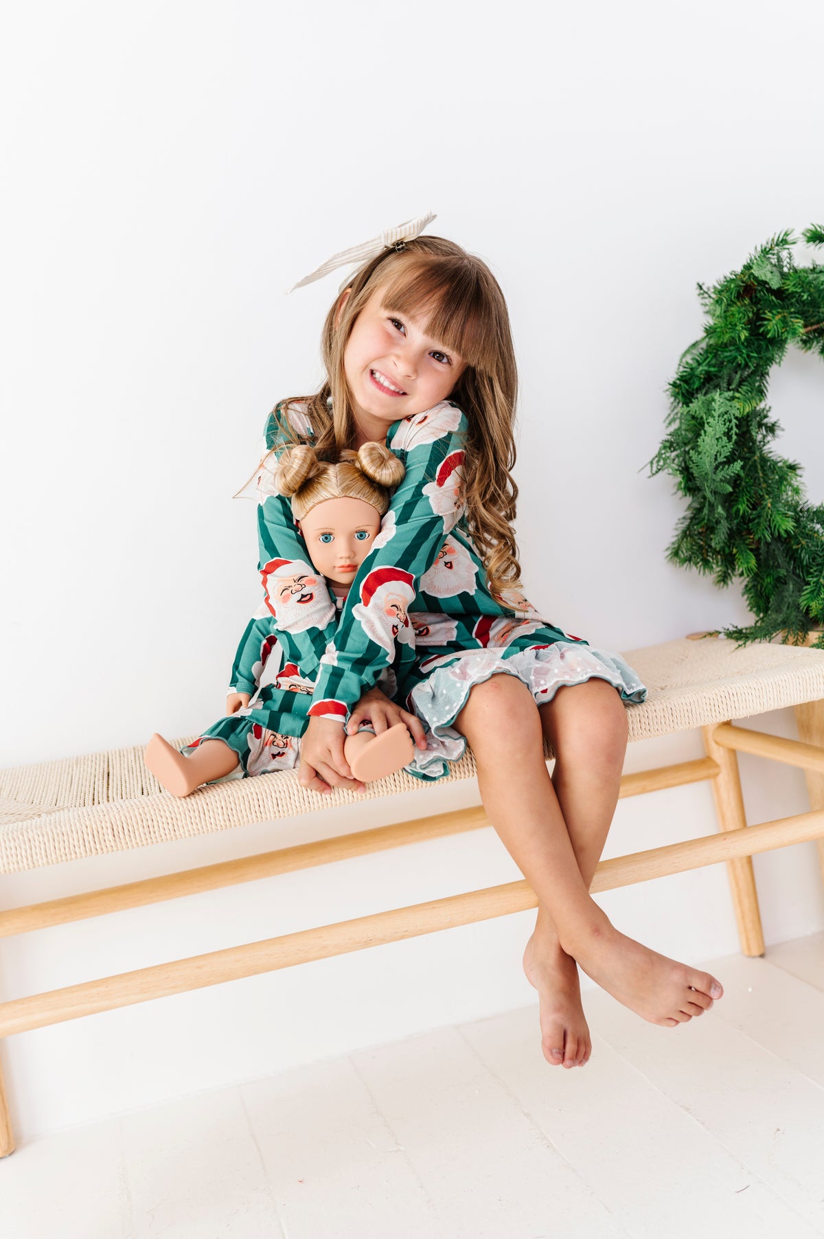 GREEN Santa Stripes | DRESS (with shorts!)