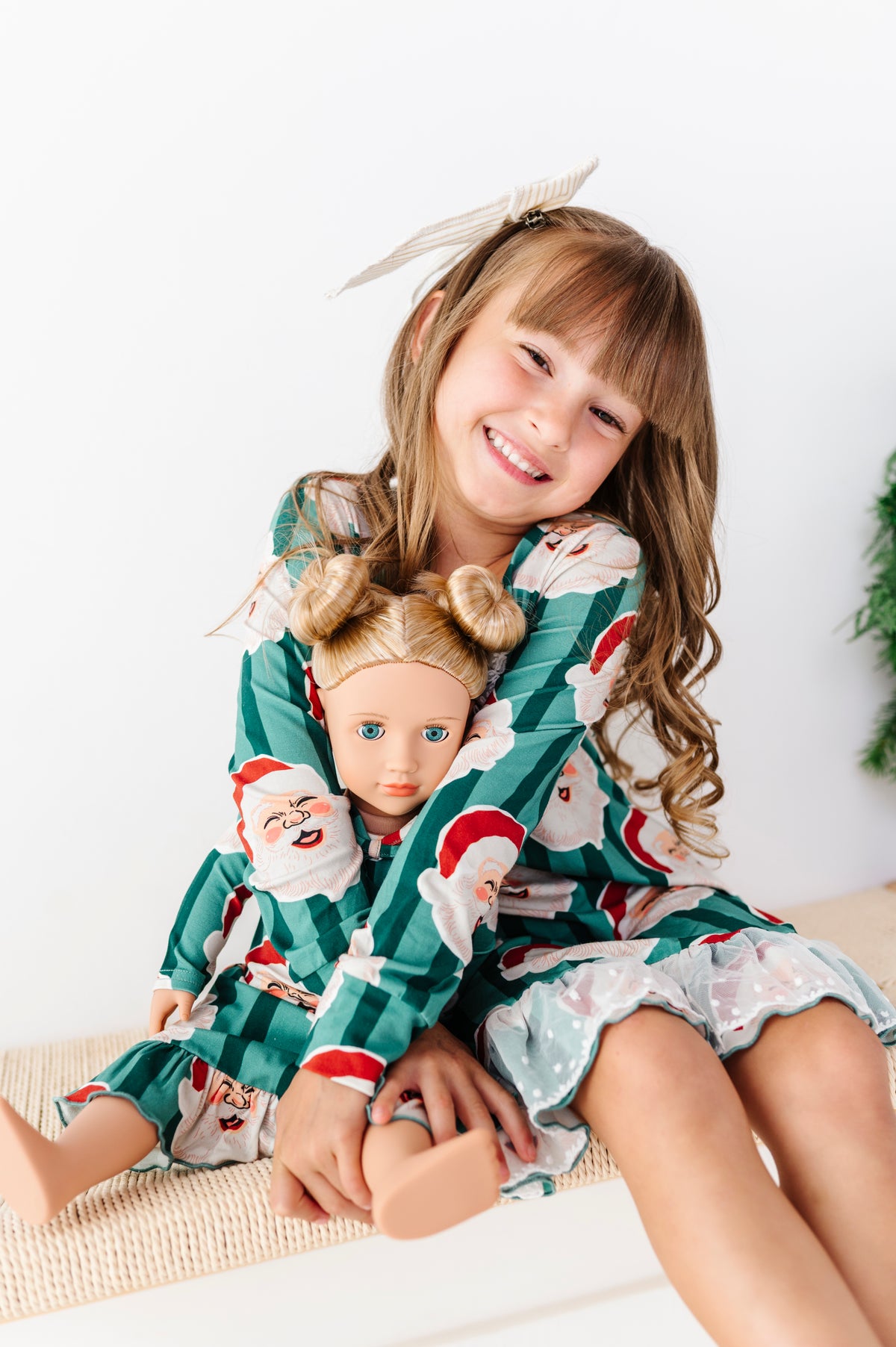 GREEN Santa Stripes | 18" DOLL DRESS