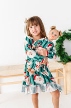 Load image into Gallery viewer, GREEN Santa Stripes | 18" DOLL DRESS