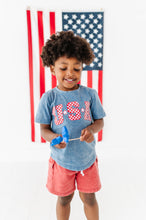 Load image into Gallery viewer, Navy ‘USA’ Check  | BOYS Tee