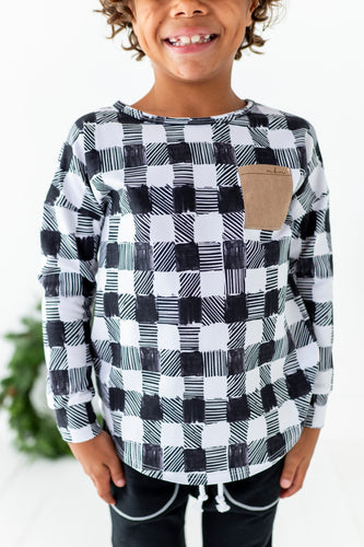 Black + White Plaid | Crewneck