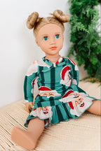 GREEN Santa Stripes | 18" DOLL DRESS