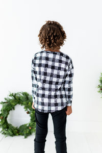 Black + White Plaid | Crewneck