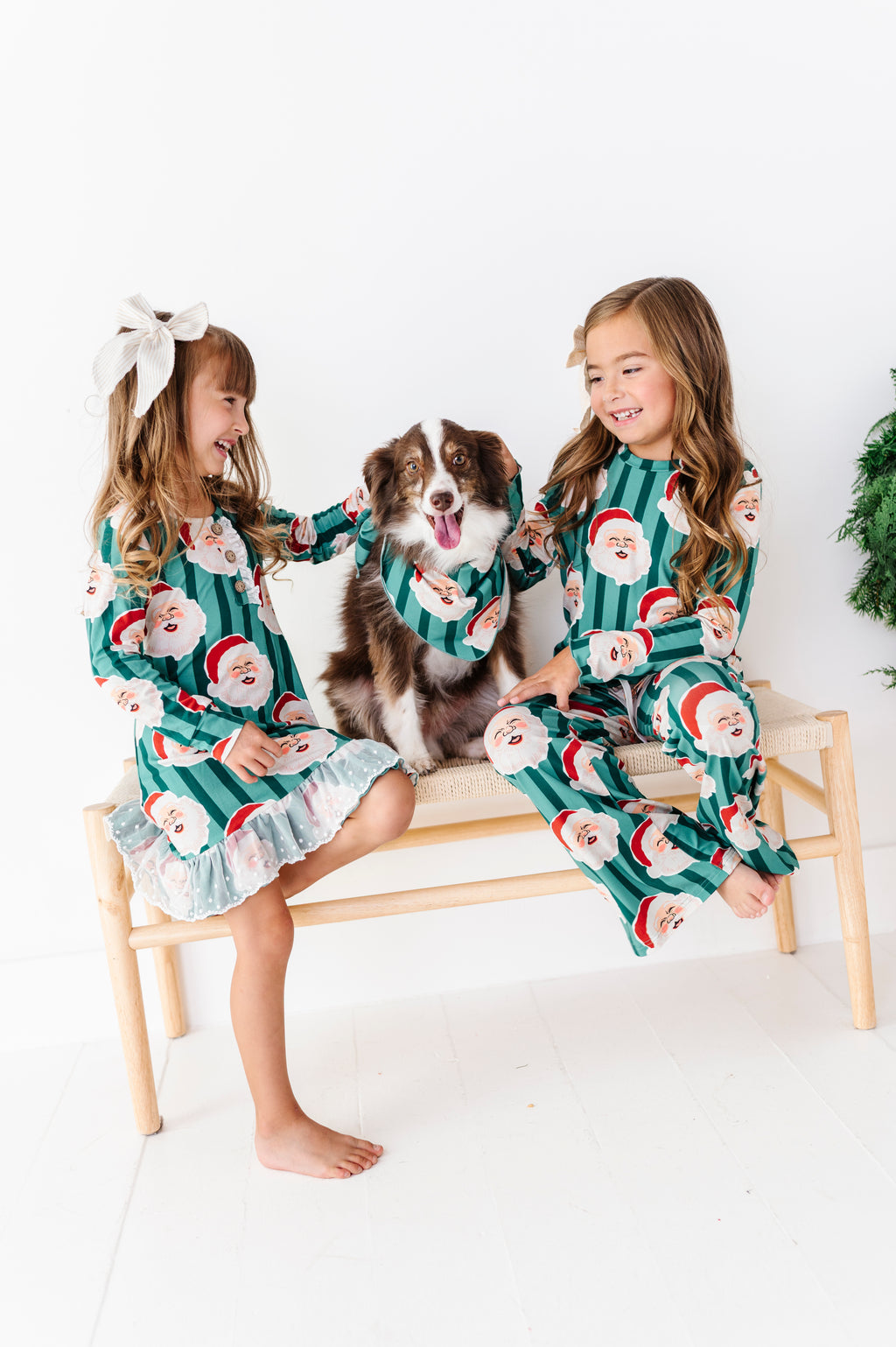 GREEN Santa Stripes | GIRLS 2-Piece SET